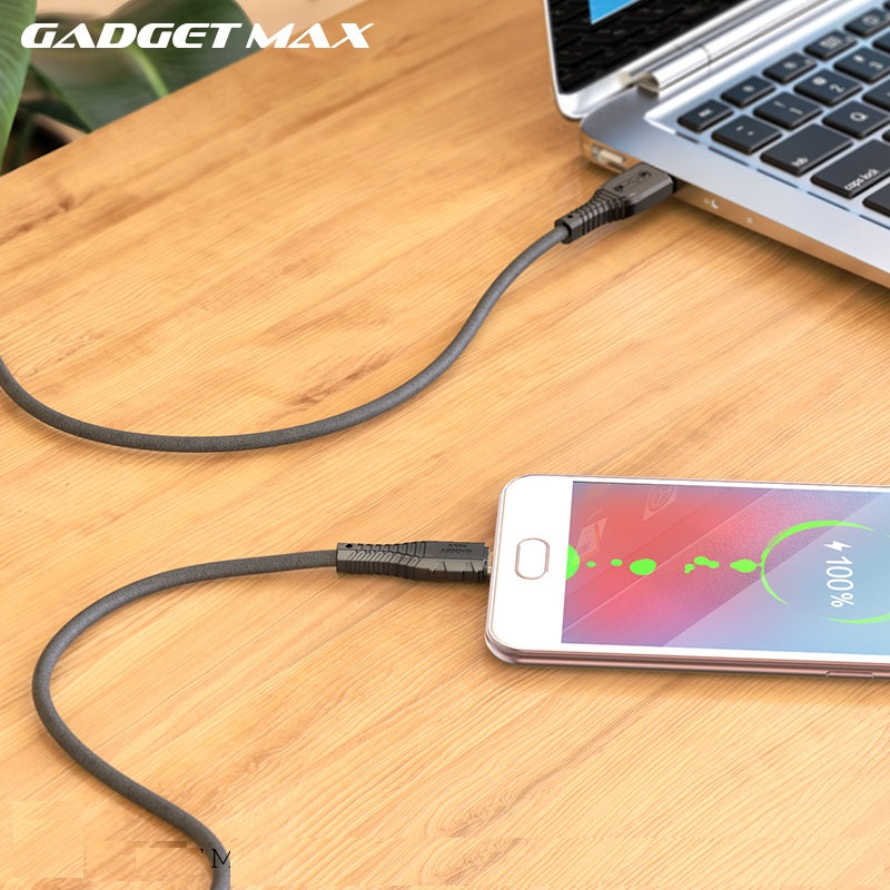 GADGET MAX GX07 MICRO 2.4A NANO SILICONE CHARGING DATA CABLE FOR MICRO (2.4A)(1M) - BLACK