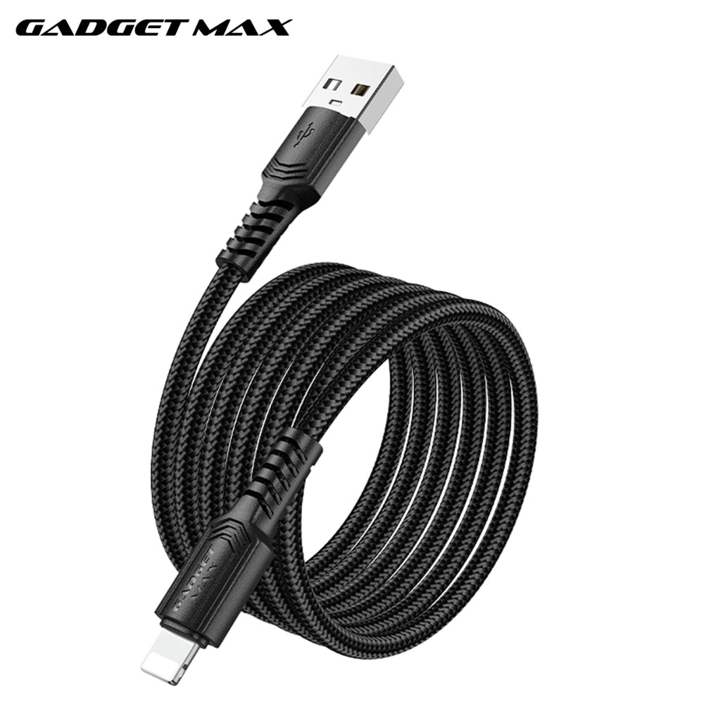 GADGET MAX - GX29 Woven Series USB To Lightning Charging Data Cable (2.4A) - Black