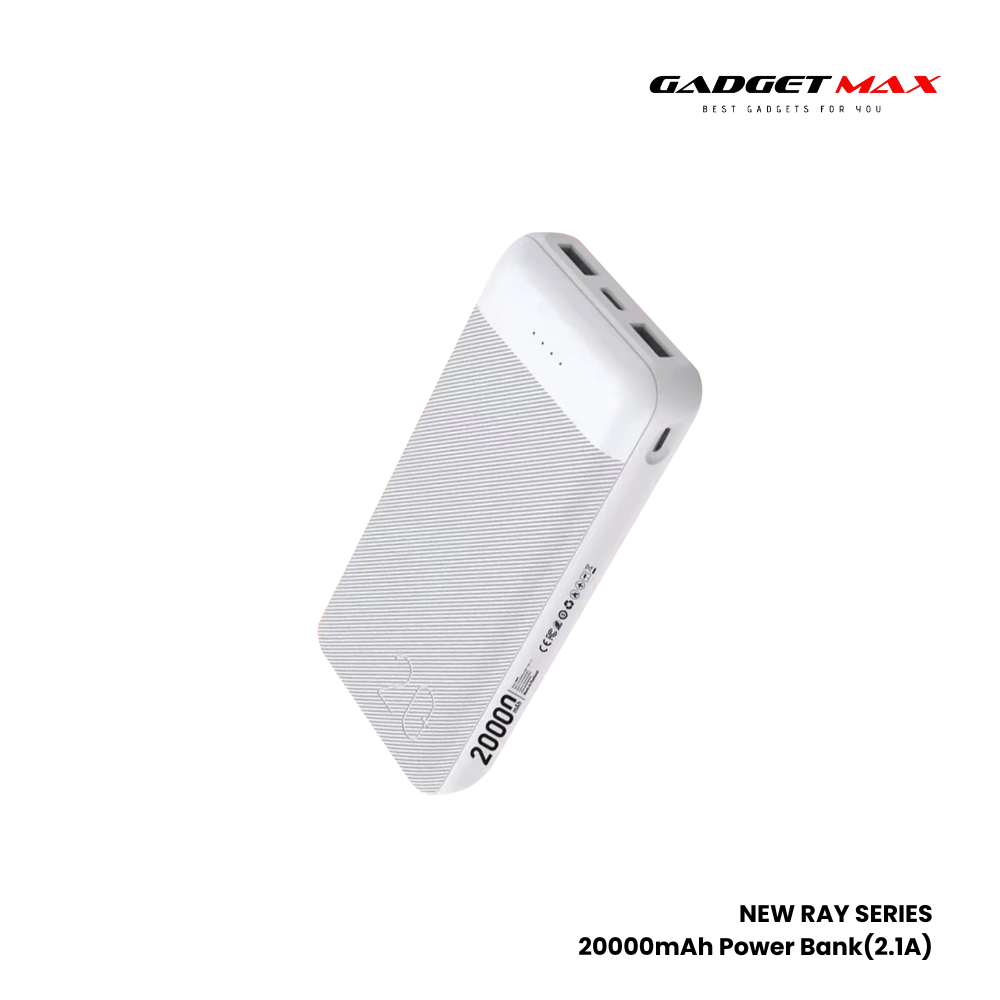 GADGET MAX New Ray Series 20000mAh Power Bank(2.1A) - White