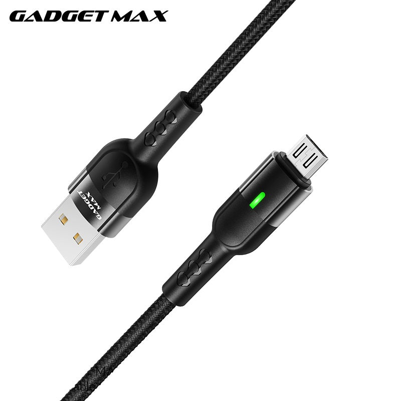 GADGET MAX GX05 MICRO 2.4A AUTO DISCONNECT DATA CABLE FOR MICRO (2.4A)(1.2M) - BLACK