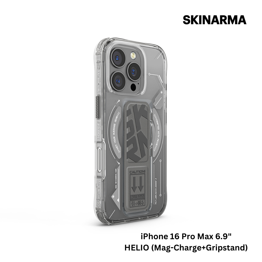 Skinarma iPhone 16 Pro Max 6.9" Helio (Mag-Charge+Gripstand) Case - Titanium