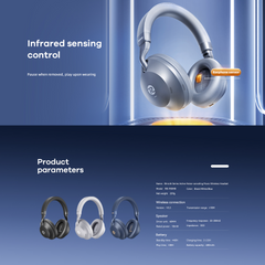 REMAX RB-950HB Binzchi Series Active Noise Cancelling Music Wireless Headphones(Blue)