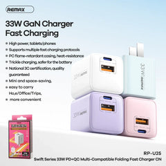 REMAX - RP-U25 Swift Series 33W PD+QC Fast Charger - Blue