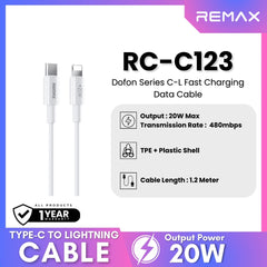 REMAX - RC-C123 C-L Dofon Series Type-C To Lightning Fast Charging Data Cable ( 20W ) - White