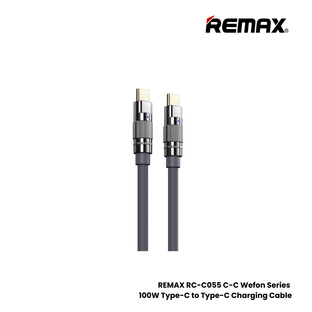 100W ( C to C )-REMAX RC-C055 C-C Wefon Series 100W Type-C to Type-C Fast Charging Data Cable - Grey