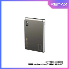 REMAX RPP-178 Kinyin Series 10000mAh PD+QC Fast Charging Power Bank(PD 20W+QC 22.5W) - Grey