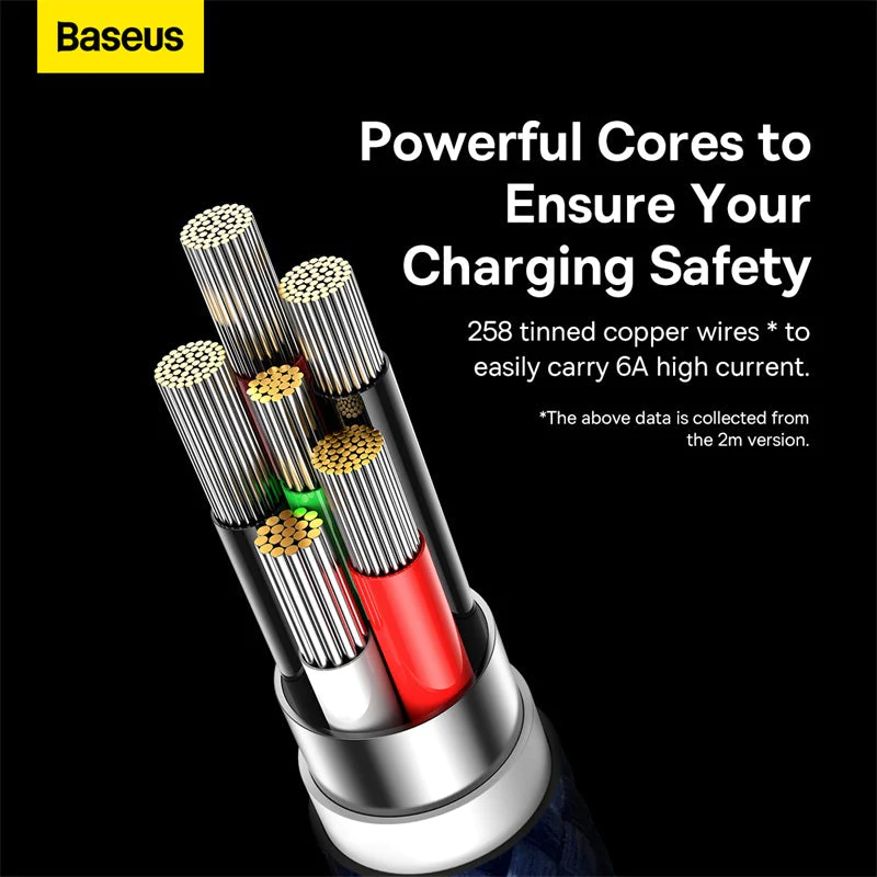 BASEUS GLIMMER SERIES FAST CHARGING DATA CABLE USB TO TYPE-C (100W) (2M) - Blue