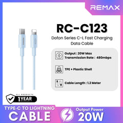 REMAX - RC-C123 C-L Dofon Series Type-C To Lightning Fast Charging Data Cable ( 20W ) - Blue