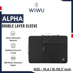 WIWU - Alpha Double Layer Sleeve (15.4"/16"/16.2") - Black