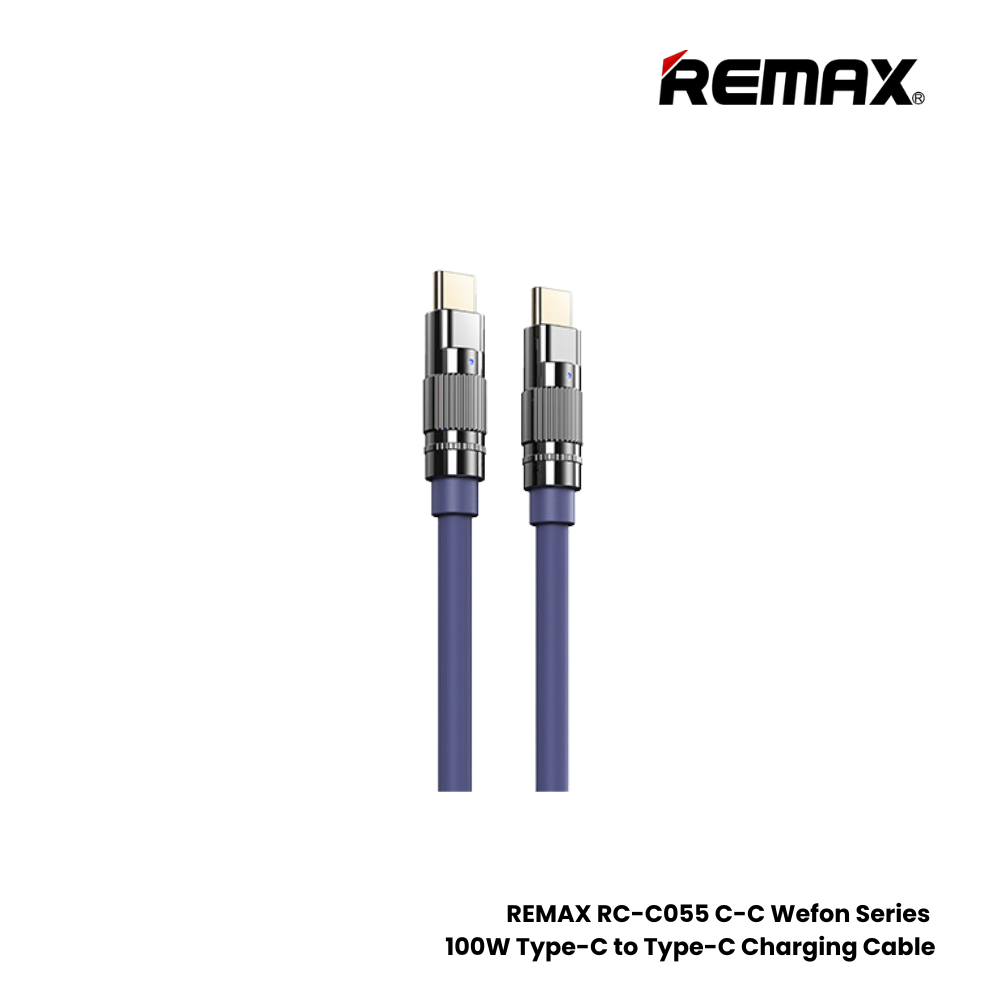 100W ( C to C )-REMAX RC-C055 C-C Wefon Series 100W Type-C to Type-C Fast Charging Data Cable - Blue