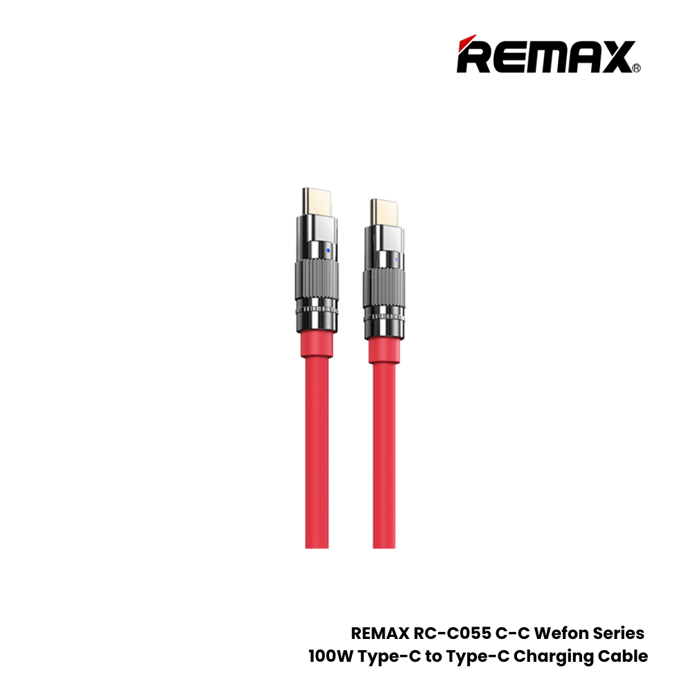 100W ( C to C )-REMAX RC-C055 C-C Wefon Series 100W Type-C to Type-C Fast Charging Data Cable - Red