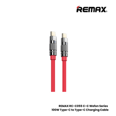 100W ( C to C )-REMAX RC-C055 C-C Wefon Series 100W Type-C to Type-C Fast Charging Data Cable - Red