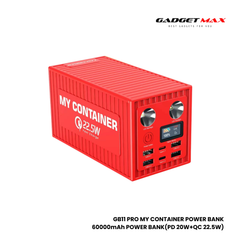 GADGET MAX GB11 Pro My Container Series 60000mAh PD+QC Fast Charging Power Bank(PD 20W+QC 22.5W) - Red