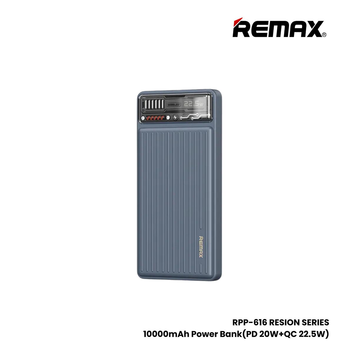 REMAX RPP-616 Resion Series 10000mAh PD+QC Fast Charging Power Bank(PD 20W+QC 22.5W) - Blue