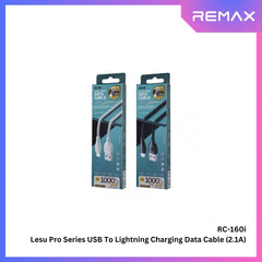 REMAX RC-160i Lesu Pro Series 2.1A USB to Lightning Charging Data Cable (2.1A) - Black