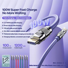 100W ( C to C )-REMAX RC-C055 C-C Wefon Series 100W Type-C to Type-C Fast Charging Data Cable - Grey