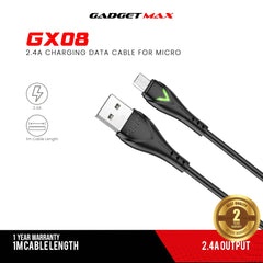 GADGET MAX GX08 MICRO 2.4A CHARGING DATA CABLE FOR MICRO (2.4A)(1M) - BLACK