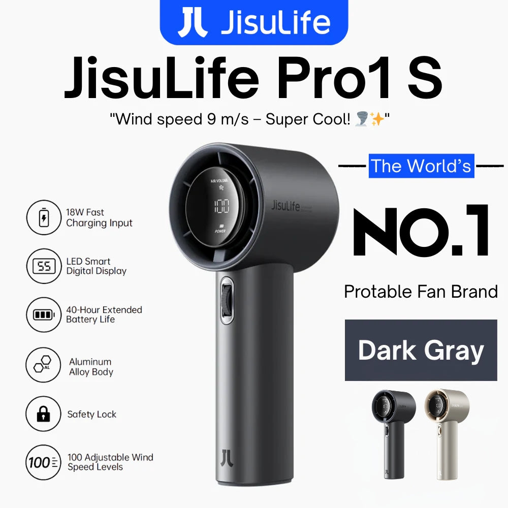 JisuLife - Handheld Fan Pro 1S ( 5000mAh ) - Dark Grey