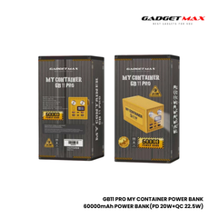 GADGET MAX GB11 Pro My Container Series 60000mAh PD+QC Fast Charging Power Bank(PD 20W+QC 22.5W) - Yellow