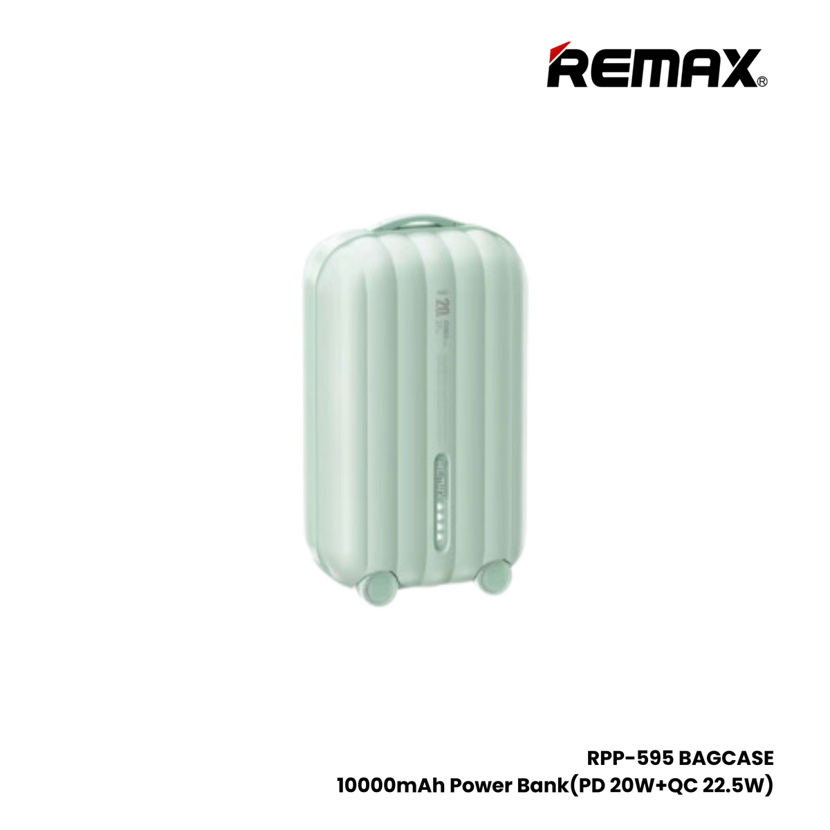 REMAX RPP-595 Bagcase Series 10000mAh PD+QC Fast Charging Power Bank(PD 20W) - Green