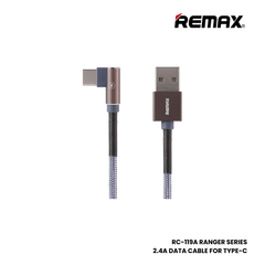 2.4A ( Type-C )-REMAX RC-119A Ranger Series 2.4A USB to Type-C Charging Data Cable - Black