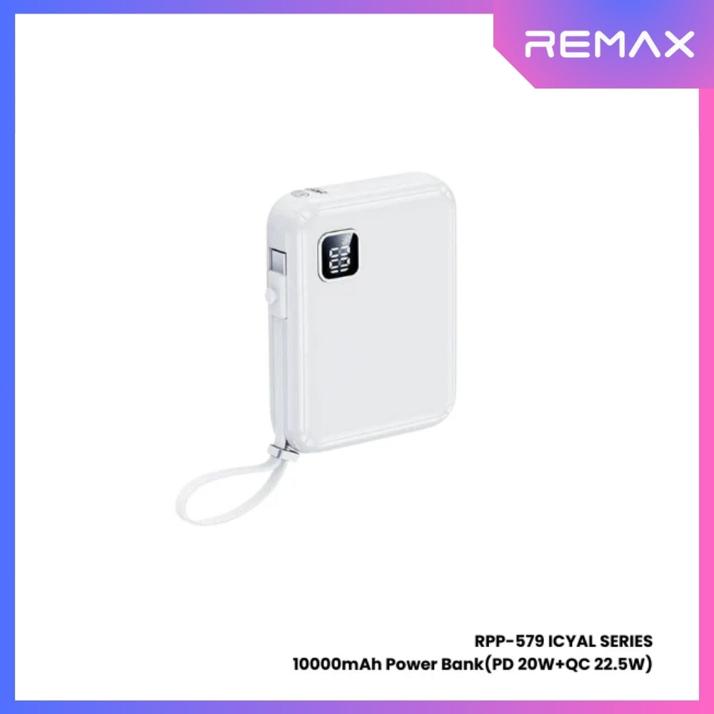 REMAX RPP-579 Icyal Series 10000mAh PD+QC Fast Charging Power Bank(PD 20W+QC 22.5W) - White