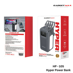 GADGET MAX - HP105 50000mAh Hyper Fast Charging Power Bank (20W+22.5W) - Gray
