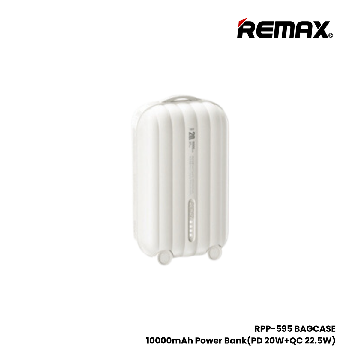 REMAX RPP-595 Bagcase Series 10000mAh PD+QC Fast Charging Power Bank(PD 20W) - White