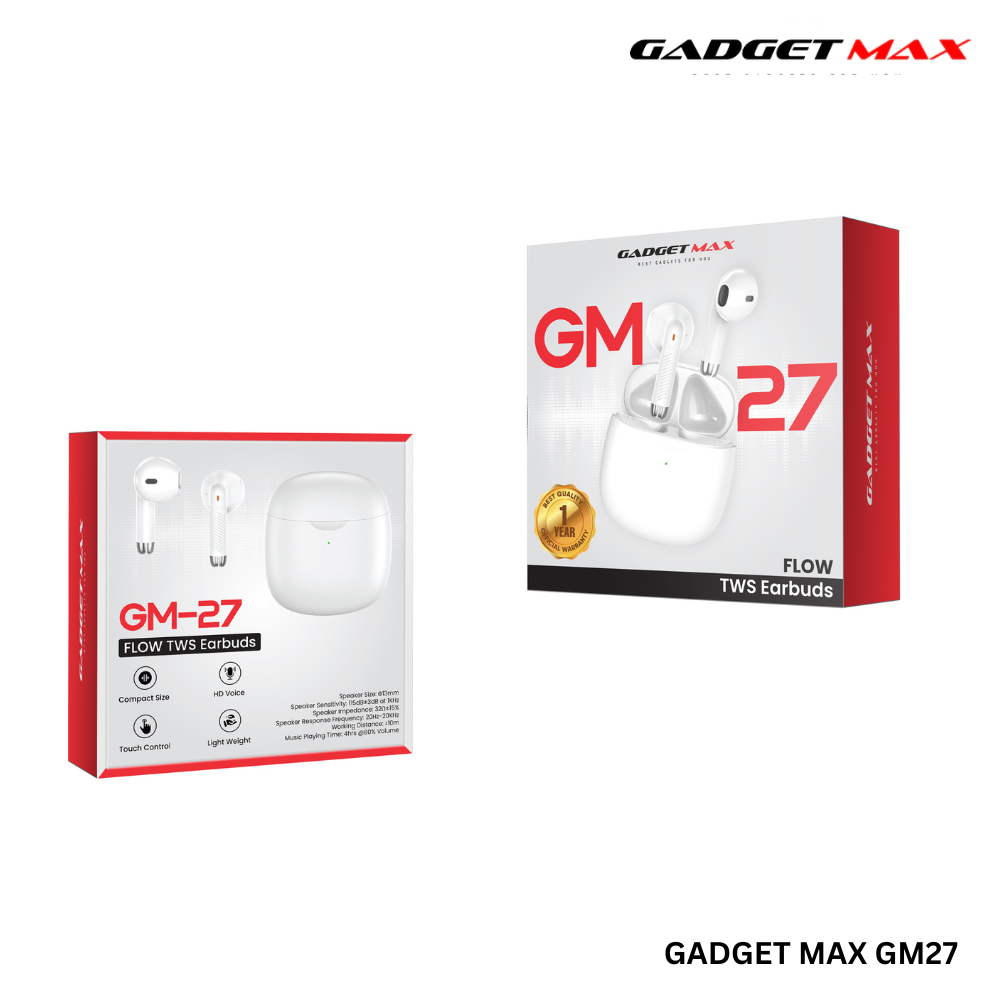 GADGET MAX GM27 Flow Series Bluetooth True Wireless TWS Earbuds - White