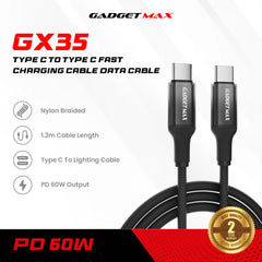 Gadget Max - GX35 C-C Gradient Series PD Fast Charging Data Cable (60W) - Blue