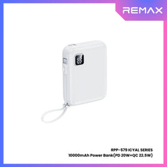 REMAX RPP-579 Icyal Series 10000mAh PD+QC Fast Charging Power Bank(PD 20W+QC 22.5W) - White