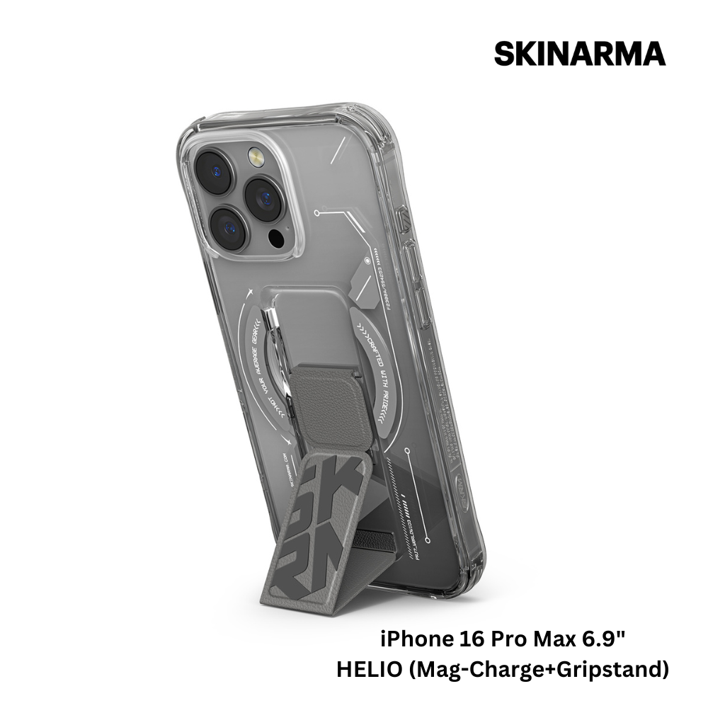 Skinarma iPhone 16 Pro Max 6.9" Helio (Mag-Charge+Gripstand) Case - Titanium