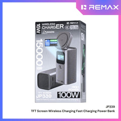 [ Pre-Order ] REMAX - JP339 15000mAh TFT Screen Wireless Charging Fast Charging Power Bank (100W) - Blue