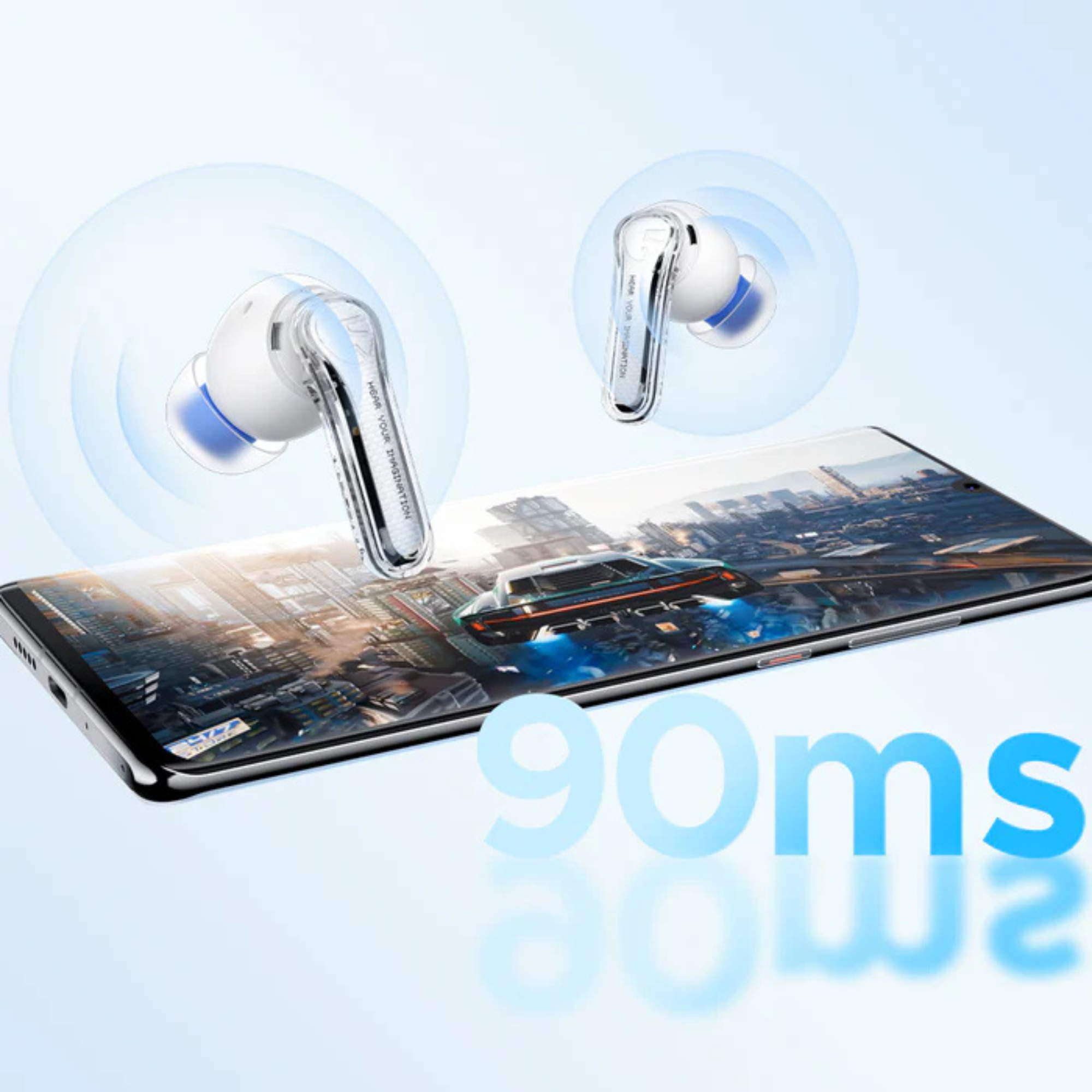 SOUNDPEATS - Clear Bluetooth Wireless Earbuds - Black