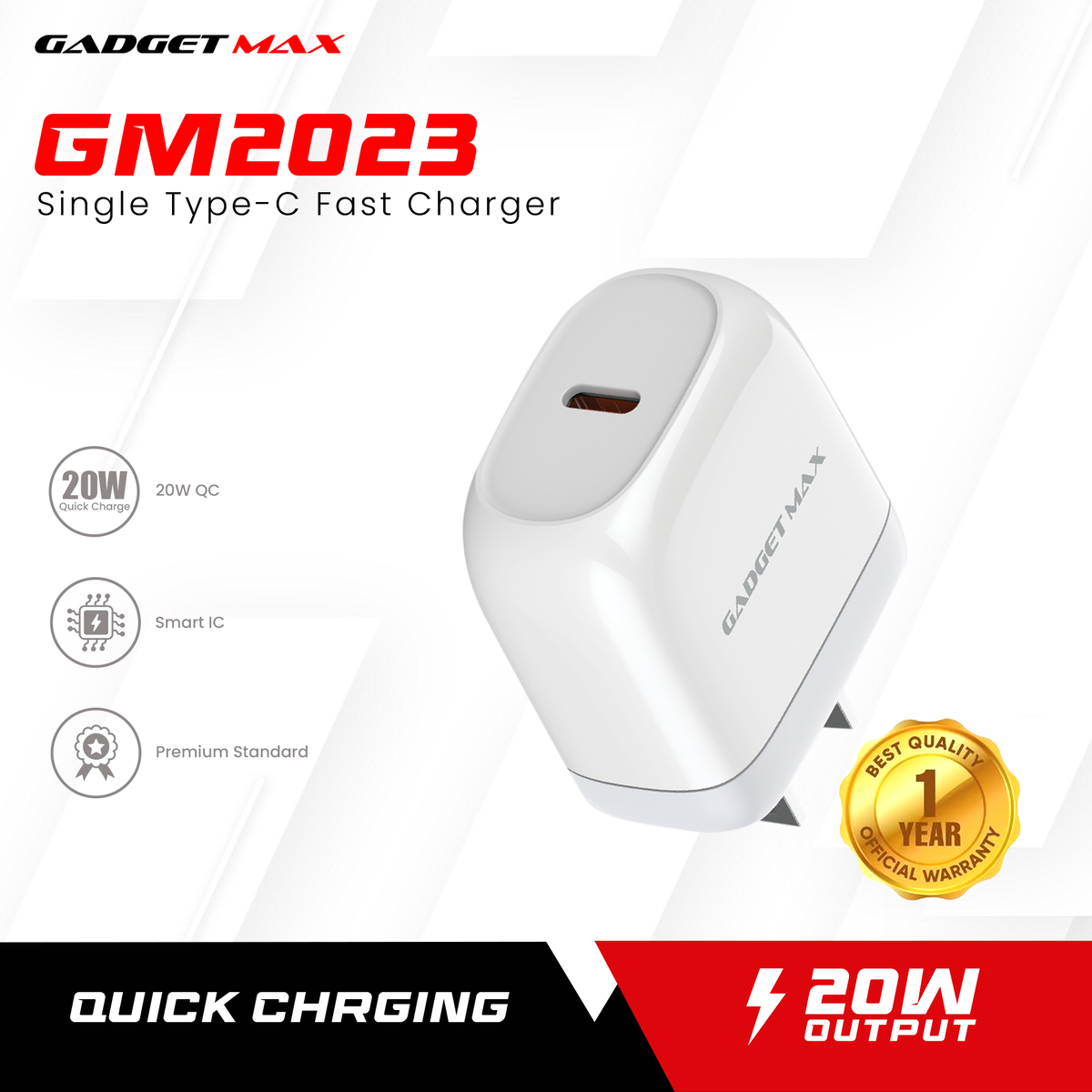 GADGET MAX GM2023 20W QC FAST CHARGER