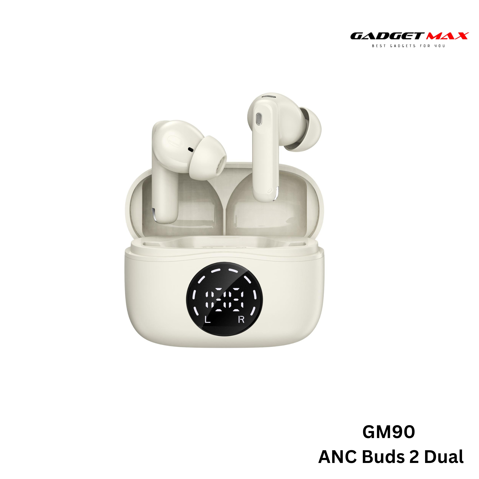 GADGET MAX - GM90 ANC BUD2 Dual ENC Active Noise Cancellation Bluetooth Wireless Earbuds - Beige