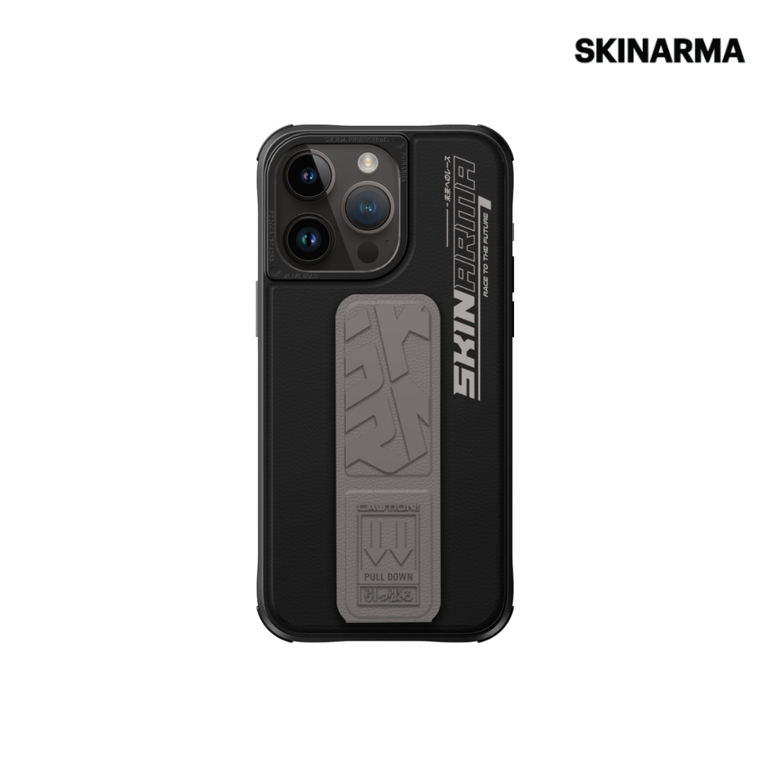 Skinarma iPhone 15 Pro 6.1" Slate (Grip-Stand) Case - Grey