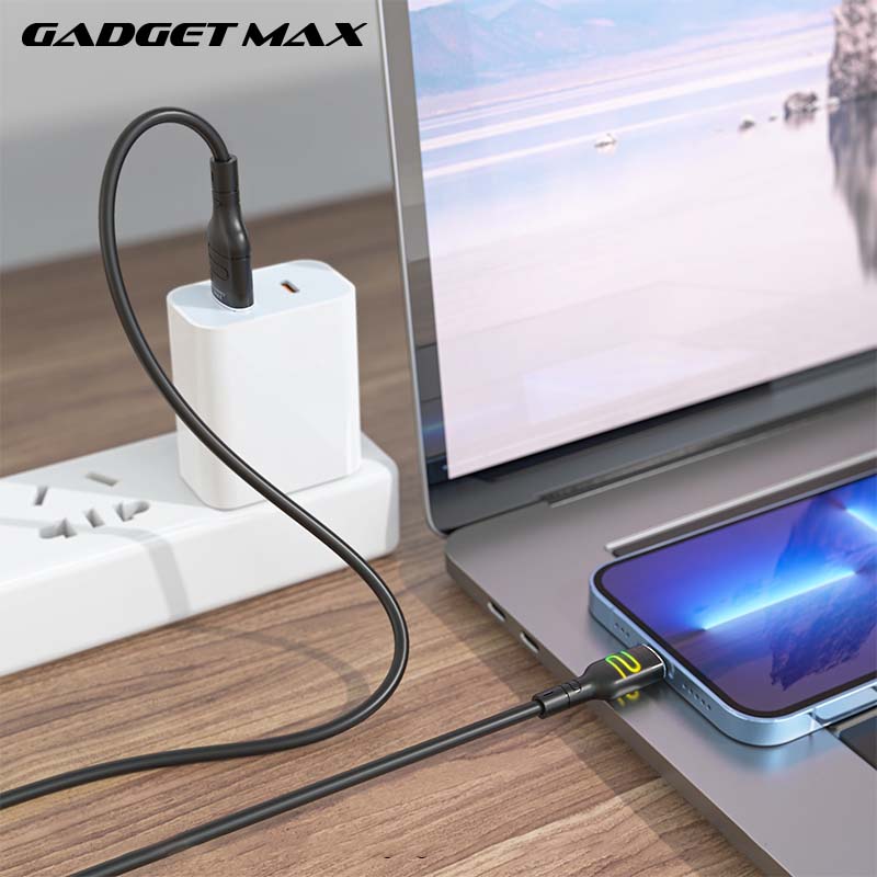 GADGET MAX GX14 DU18 S-SHAPE FAST USB TO IPH CHARGING DATA CABLE WITH LIGHT(2.4A) (1M)