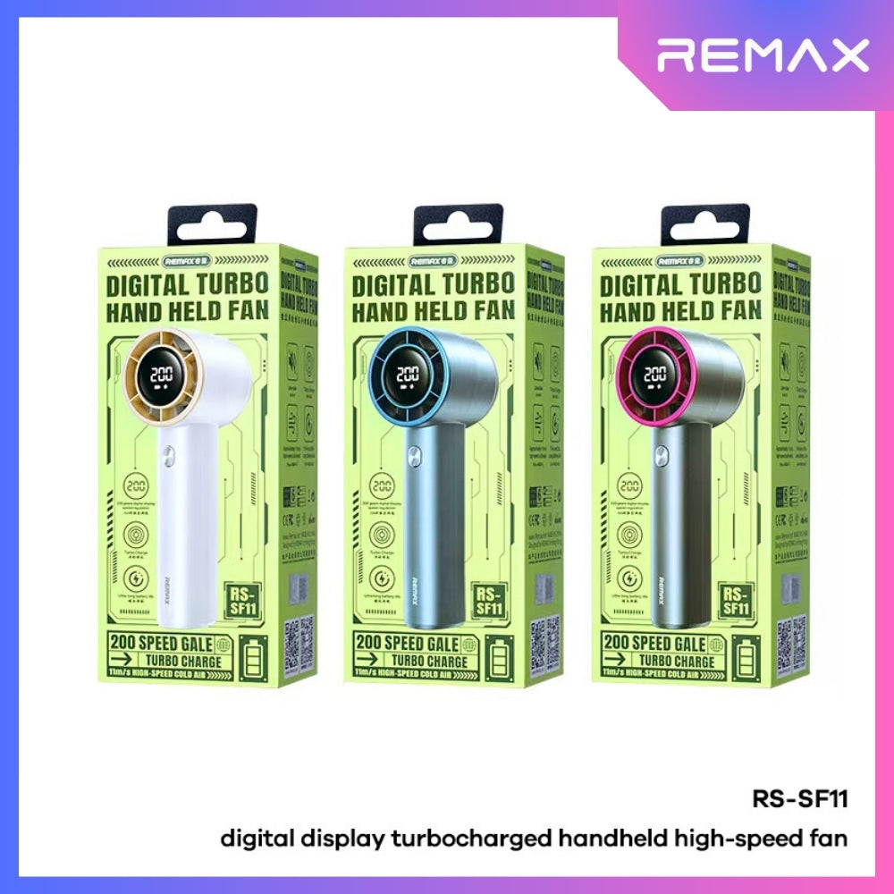 REMAX - RS-SF11 Digital Display Turbocharged Portable Handheld High-Speed Fan - Purple