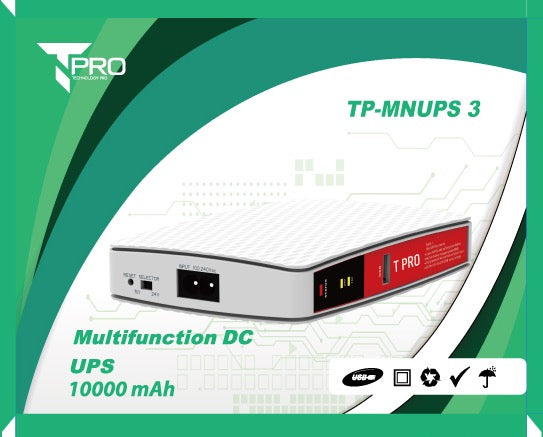 T PRO TP-MNUPS 3 10000MAH MULTIFUNCTION DC UPS  (18W)