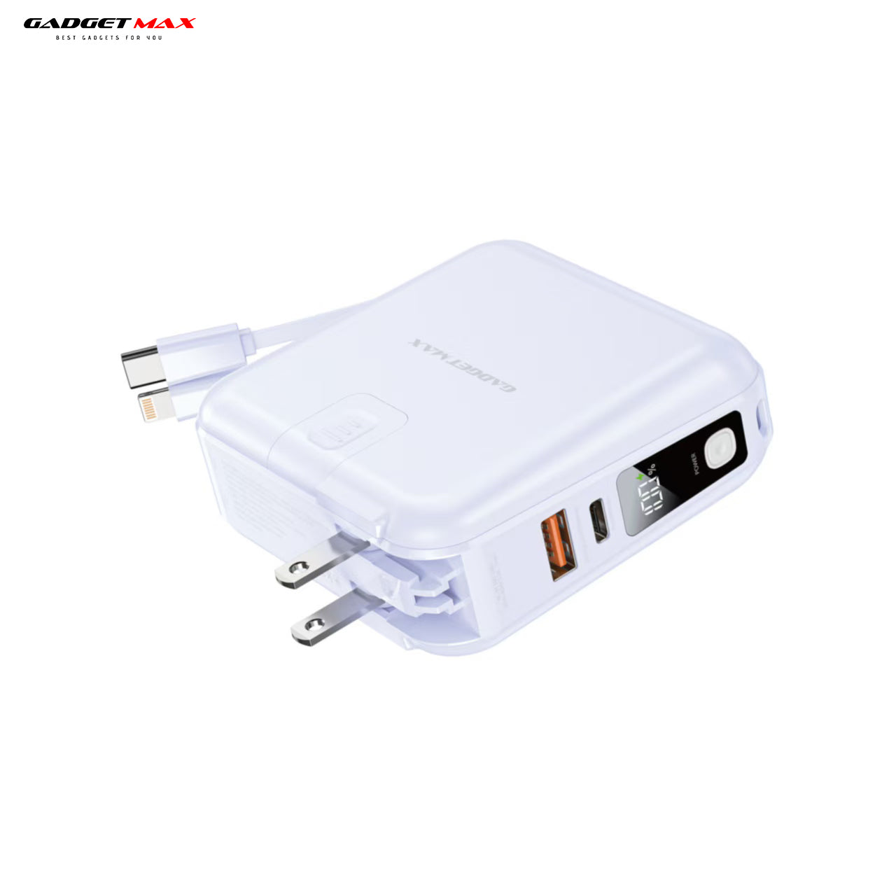 GADGET MAX GB23 AIO Pro Series 15000mAh All-in-One PD+QC Fast Charging Power Bank(PD 20W+QC 22.5W) - Purple
