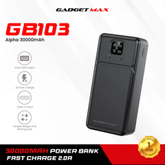 GADGET MAX - GB103 Alpha Series 30000mAh Power Bank - Black