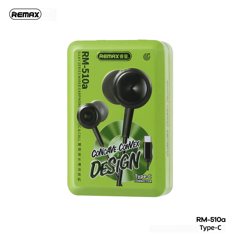 REMAX RM-510A TYPE-C SILKY SERIES WIRED EARPHONE FOR MUSIC & CALL (1.2M) , Type C Wire Earphone