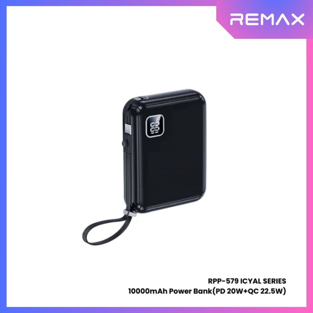 REMAX RPP-579 Icyal Series 10000mAh PD+QC Fast Charging Power Bank(PD 20W+QC 22.5W) - Black