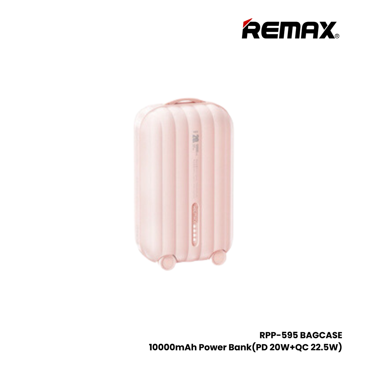 REMAX RPP-595 Bagcase Series 10000mAh PD+QC Fast Charging Power Bank(PD 20W) - Pink