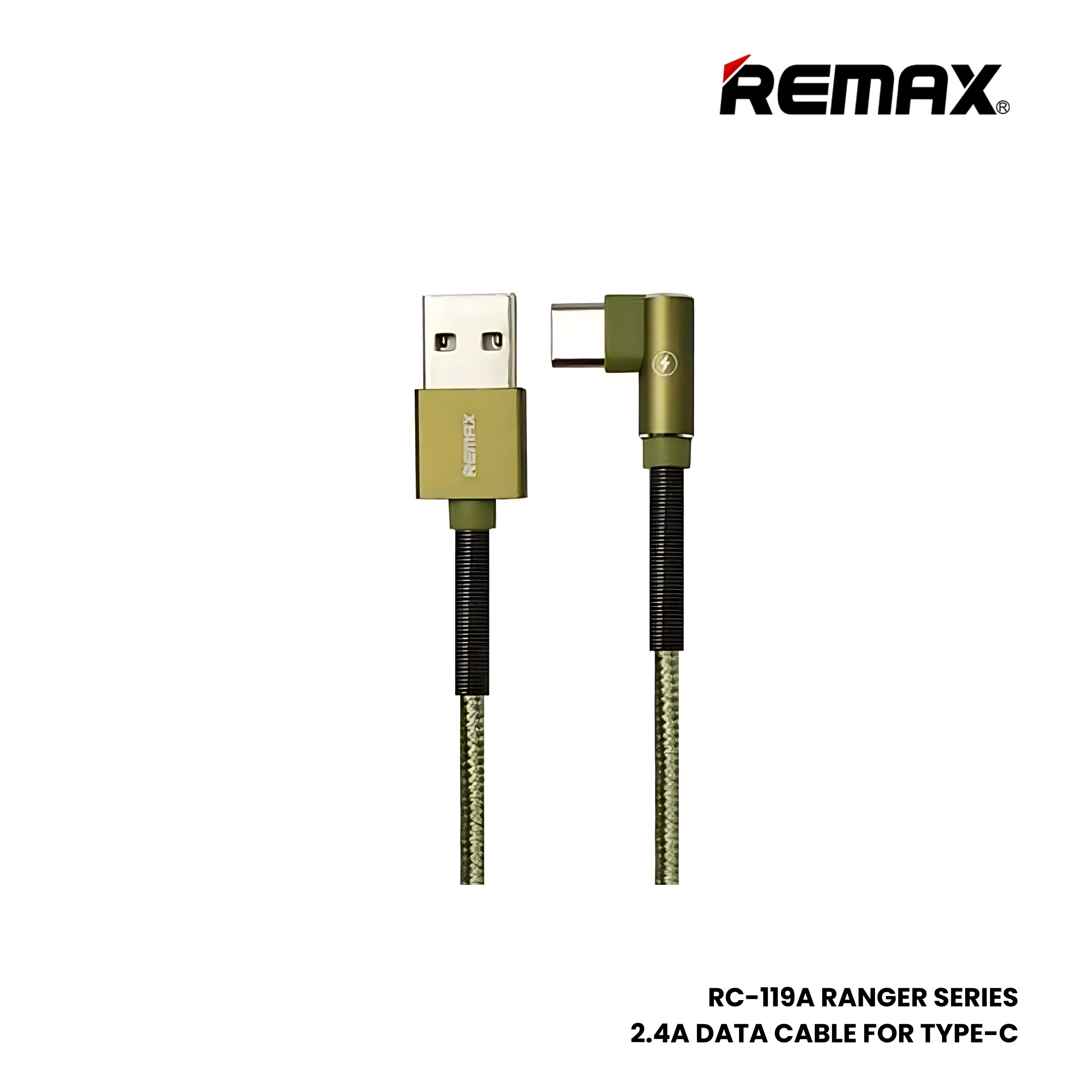 2.4A ( Type-C )-REMAX RC-119A Ranger Series 2.4A USB to Type-C Charging Data Cable - Black