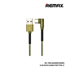 2.4A ( Type-C )-REMAX RC-119A Ranger Series 2.4A USB to Type-C Charging Data Cable - Grey