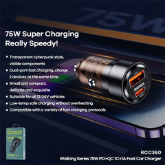 REMAX - RCC360 Walking Series PD+QC Fast Car Charger ( 75W ) - Black