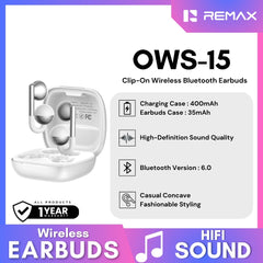 REMAX - OWS-15 Clip-On Bluetooth WIreless Earbuds - White