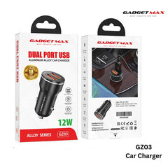 GADGET MAX - GZ03 12W Aluminiun Alloy Car Charger - Black